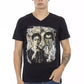 Elegant V-Neck Tee with Chic Front Print