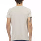 Chic Beige V-Neck Tee With Front Print