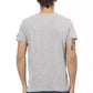 Chic Gray V-Neck Tee with Stylish Front Print