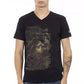 Elegant V-Neck Tee with Chic Front Print