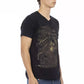 Elegant V-Neck Tee with Chic Front Print