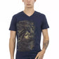 V-Neck Short Sleeve Stylish Blue Tee