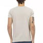 Beige V-Neck Tee with Elegant Front Print