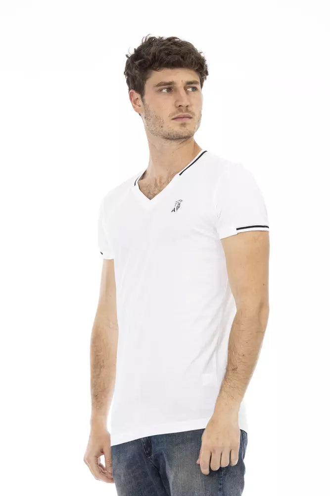 Sleek V-Neck Tee with Chest Print