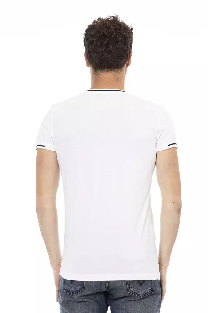 Sleek V-Neck Tee with Chest Print