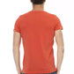 Vibrant Orange V-Neck Tee with Chest Print