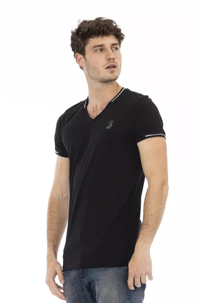 Sleek V-Neck Tee with Chest Print