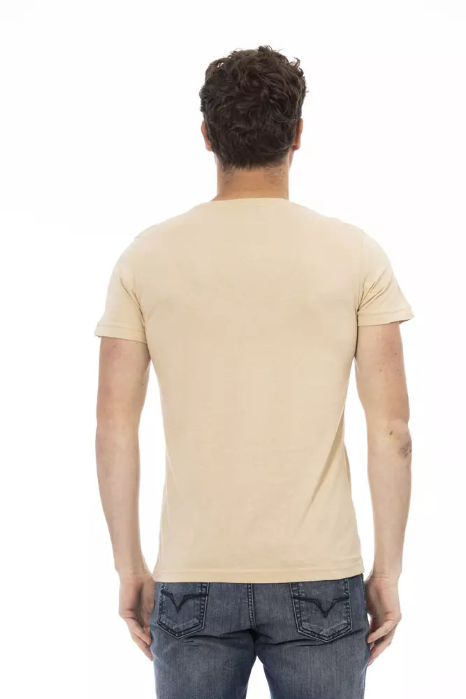 Elegant Beige Short Sleeve Round Neck Tee