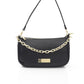 Chic Black Leather Shoulder Bag with Golden Accents