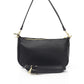 Chic Black Leather Shoulder Bag with Golden Accents