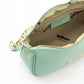 Elegant Green Leather Shoulder Bag with Golden Details