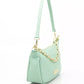 Elegant Green Leather Shoulder Bag with Golden Details
