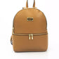 Elegant Leather Backpack with Golden Accents