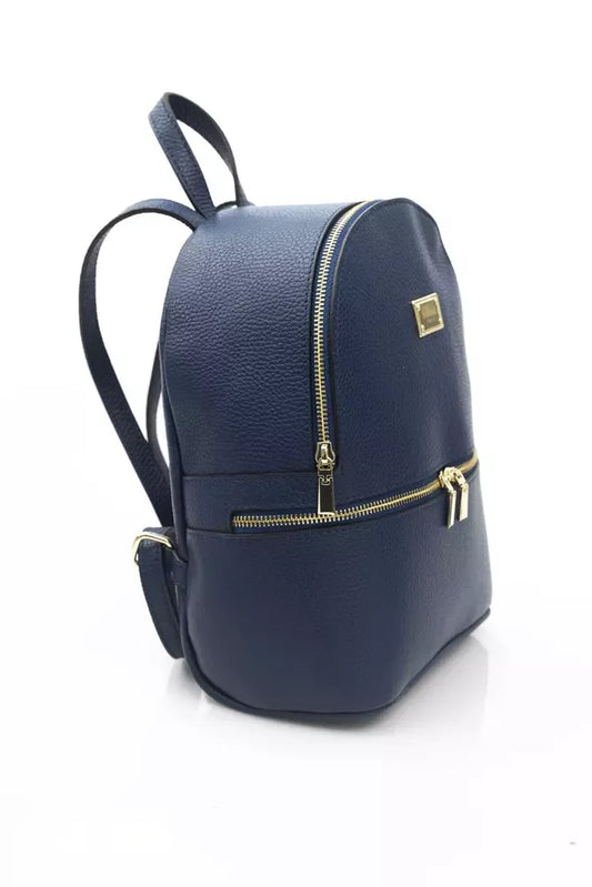 Elegant Leather Backpack with Golden Accents