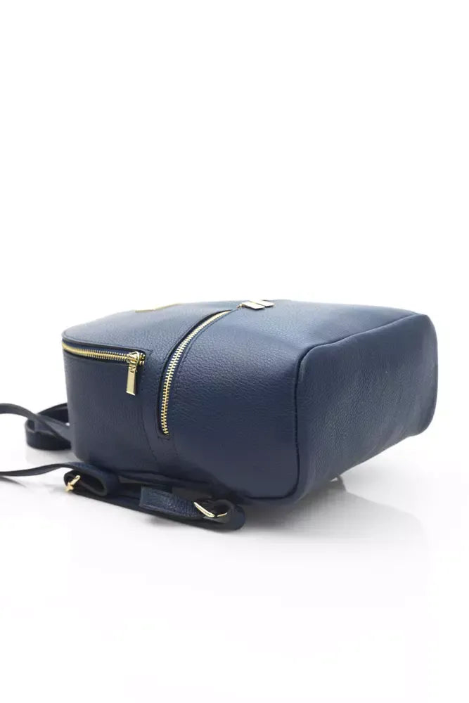 Elegant Leather Backpack with Golden Accents