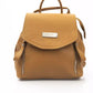 Chic Brown Leather Backpack With Flap & Button