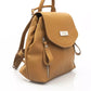 Chic Brown Leather Backpack With Flap & Button