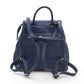 Chic Blue Leather Backpack with Flap & Button