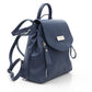 Chic Blue Leather Backpack with Flap & Button