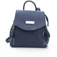 Chic Blue Leather Backpack with Flap & Button