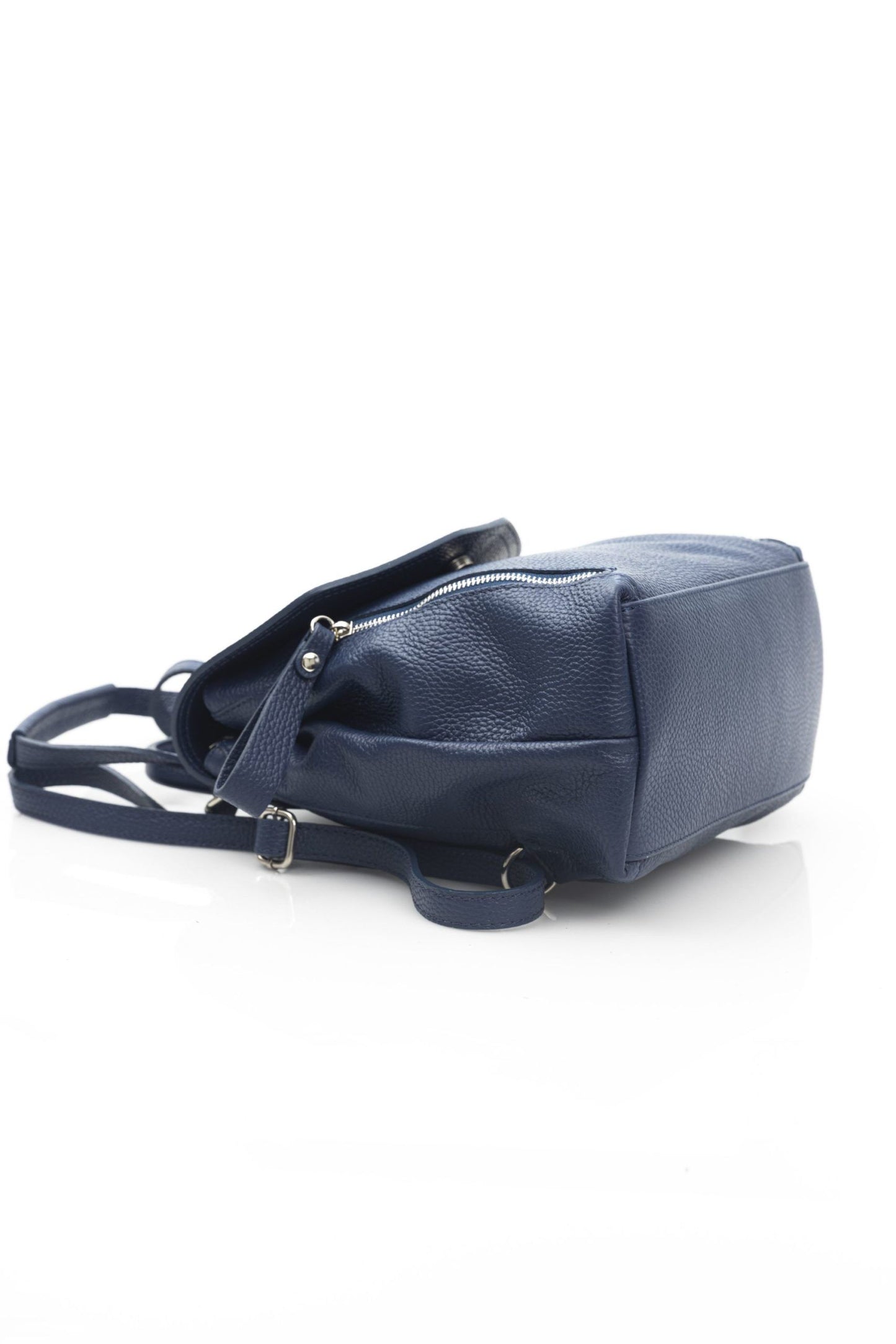 Chic Blue Leather Backpack with Flap & Button