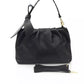 Elegant Black Leather Handbag with Golden Accents