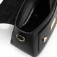 Elegant Black Leather Shoulder Bag with Golden Accents