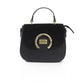 Elegant Black Leather Shoulder Bag with Golden Accents
