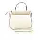 Chic White Leather Shoulder Bag with Golden Accents