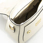 Chic White Leather Shoulder Bag with Golden Accents
