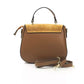 Elegant Brown Leather Shoulder Bag with Golden Accents