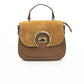 Elegant Brown Leather Shoulder Bag with Golden Accents