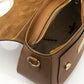 Elegant Brown Leather Shoulder Bag with Golden Accents