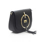 Elegant Black Leather Shoulder Bag with Golden Accents