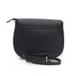 Elegant Black Leather Shoulder Bag with Golden Accents