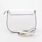 Elegant White Leather Shoulder Bag with Golden Accents