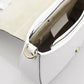 Elegant White Leather Shoulder Bag with Golden Accents