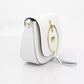 Elegant White Leather Shoulder Bag with Golden Accents