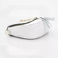 Elegant White Leather Shoulder Bag with Golden Accents