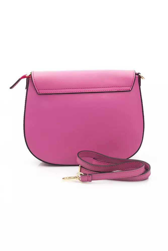 Elegant Pink Leather Shoulder Bag