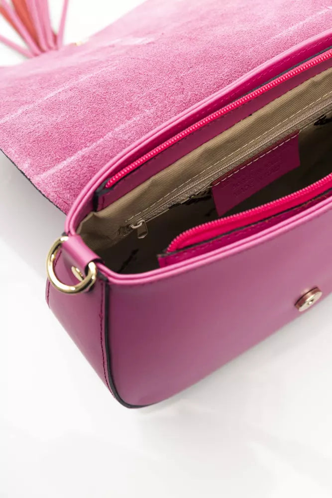 Elegant Pink Leather Shoulder Bag