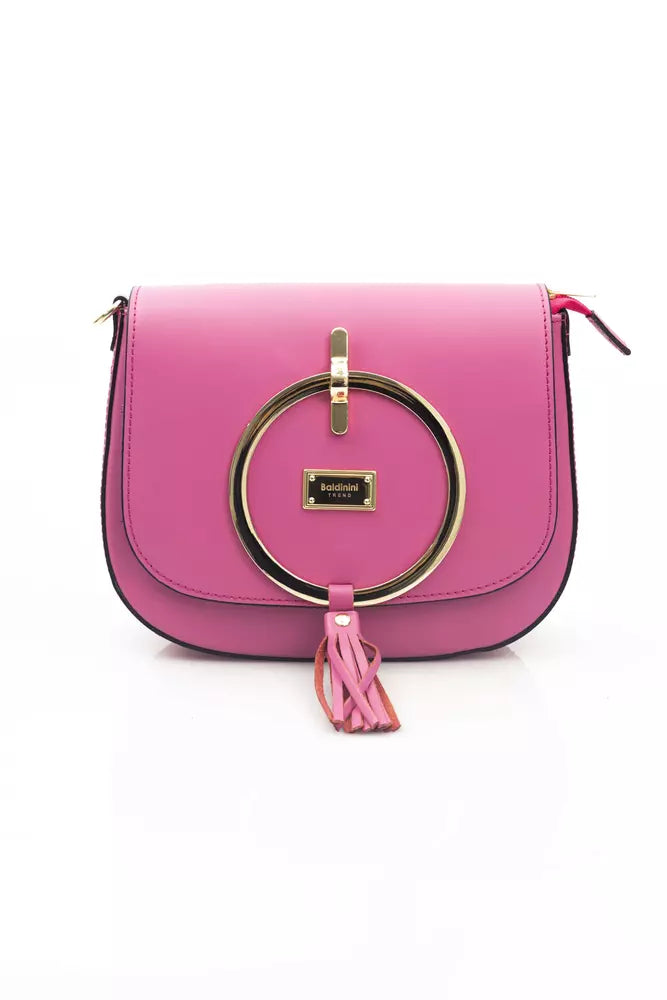 Elegant Pink Leather Shoulder Bag