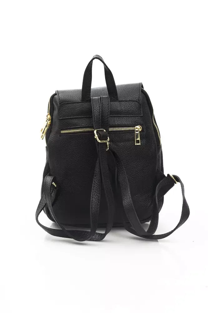 Elegant Leather Backpack with Golden Accents