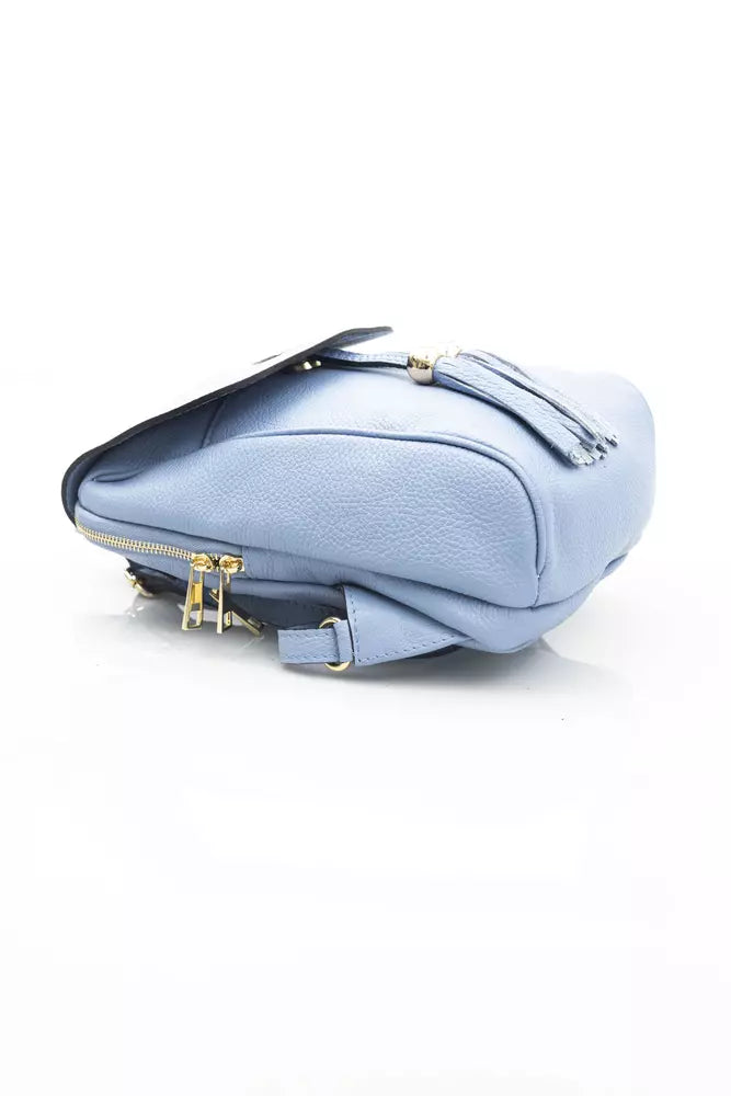 Elegant Light-Blue Leather Backpack