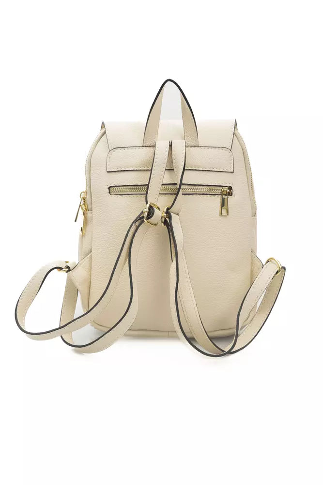 Chic Beige Leather Backpack for Day-to-Day Elegance