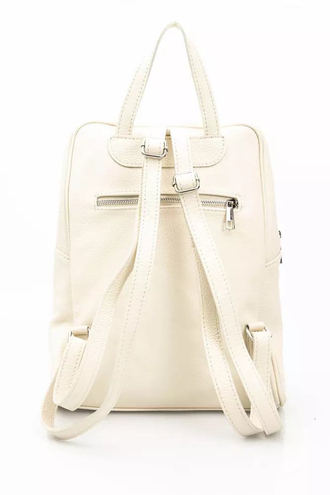 Elegant Beige Leather Backpack