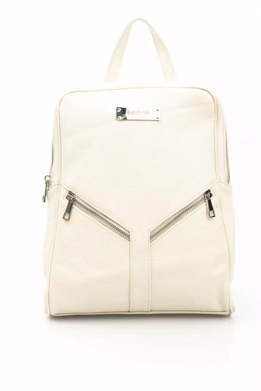 Elegant Beige Leather Backpack