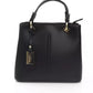 Elegant Black Leather Top Handle Bag