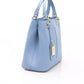 Chic Light-Blue Top Handle Leather Bag