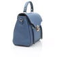 Elegant Blue Leather Shoulder Bag with Golden Accents